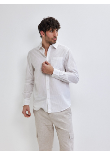 חולצת אריג פסים עם כיס