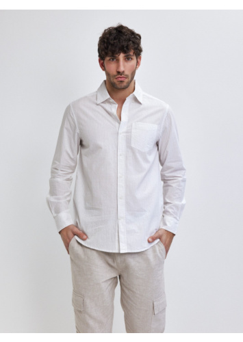 חולצת אריג פסים עם כיס