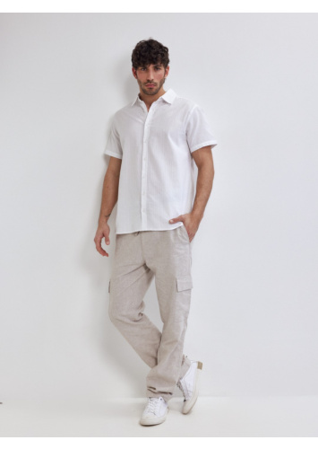 חולצת אריג כותנה עם כיס