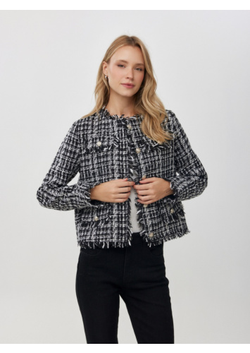 ג'קט טוויד שחור-לבן