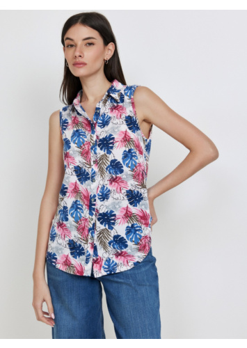 טופ מודפס ללא שרוול