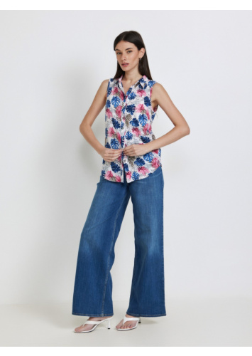 טופ מודפס ללא שרוול