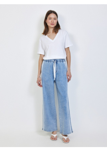 ג'ינס רגל ישרה פס תחרה