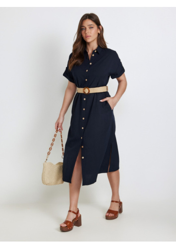 שמלת כפתרה עם חגורה