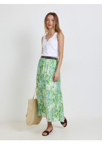 חצאית מודפסת עם חגורה