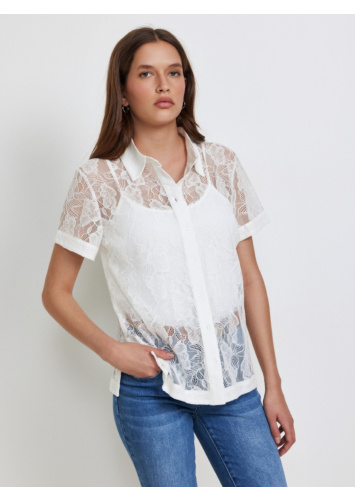 חולצת תחרה מכופתרת