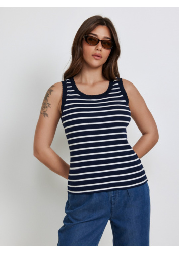 גופיית ריב פסים עם סרט