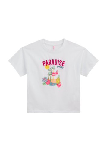 טי שירט עם דפוס ורקמה