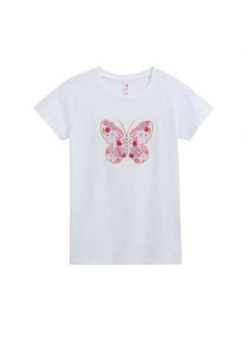 טי שירט עם דפוס ורקמה