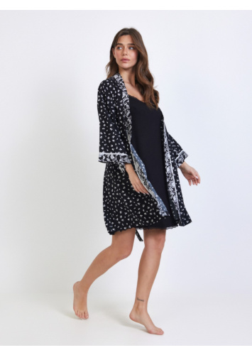 חלוק ויסקוזה אריג פרחוני