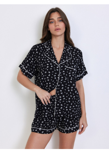 סט מכופתר אריג פרחים ק.