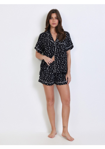 סט מכופתר אריג פרחים ק.