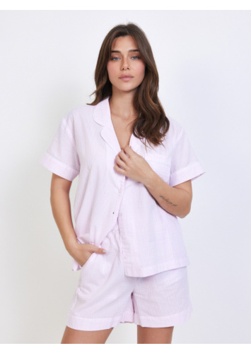 סט כותנה פסים מכופתר