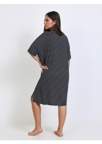שמלת ויסקוזה פסים עם כיס