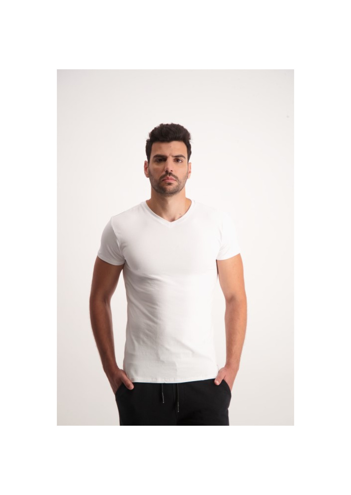 חולצת טי כותנה לייקרה לגבר LEE COOPER צוואר וי