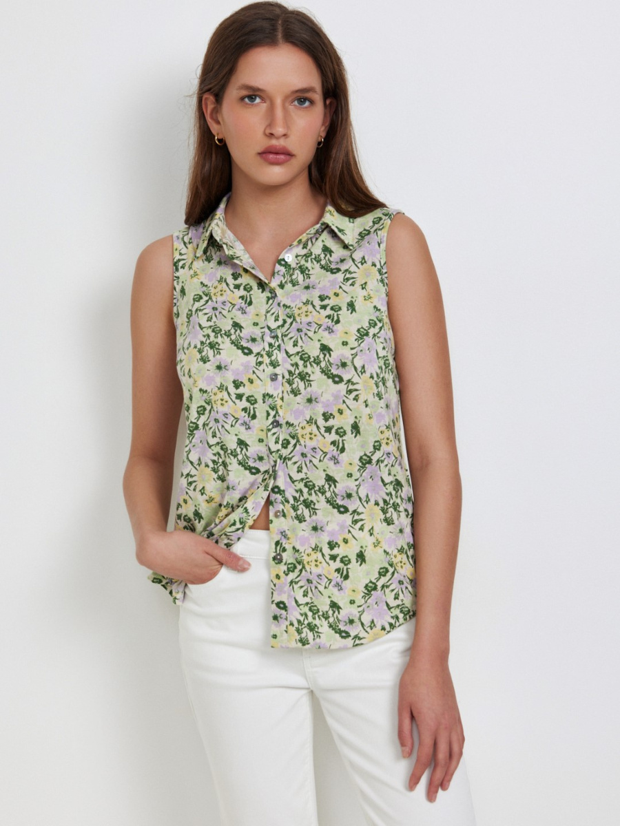 טופ מודפס ללא שרוול main product photo