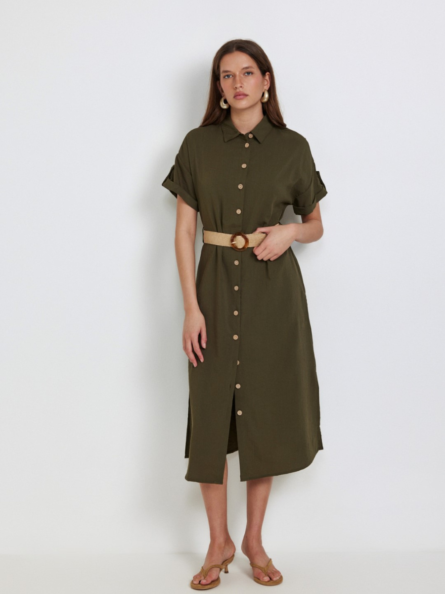 שמלת כפתרה עם חגורה main product photo