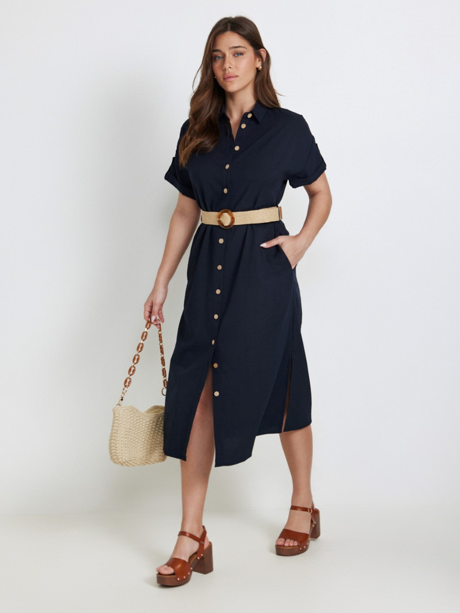 שמלת כפתרה עם חגורה main product photo