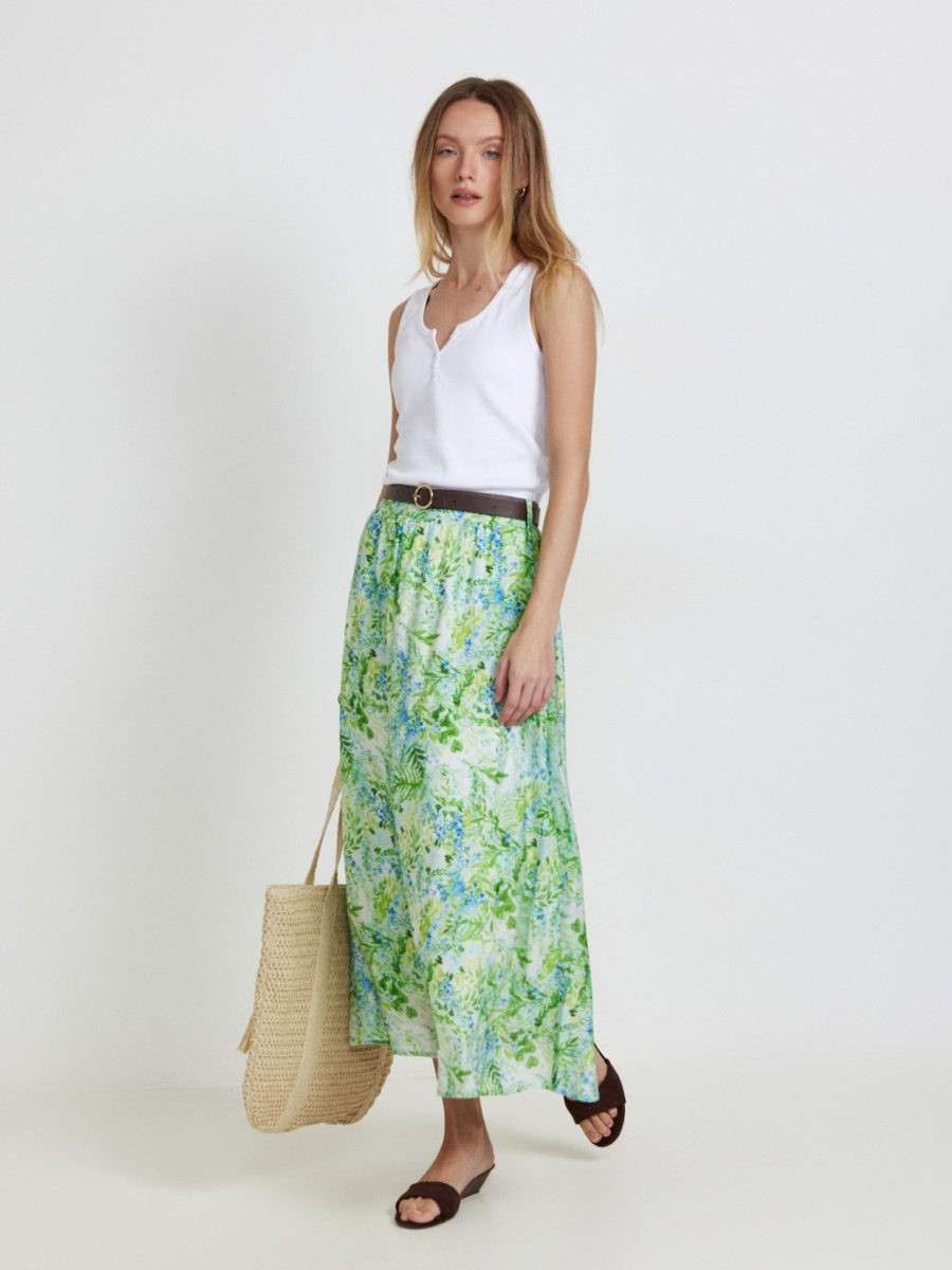 חצאית מודפסת עם חגורה main product photo