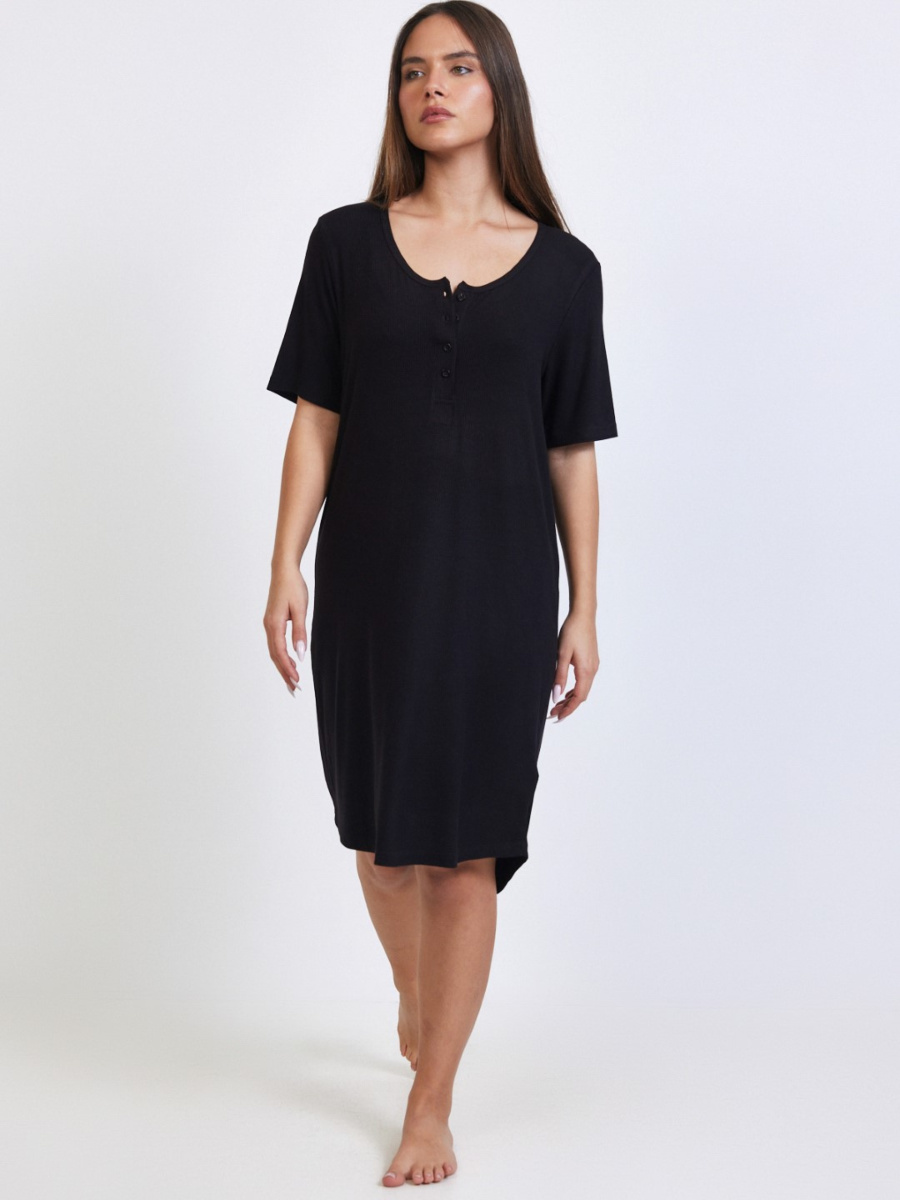 כותנת כפתרה ריב מודל שחור main product photo