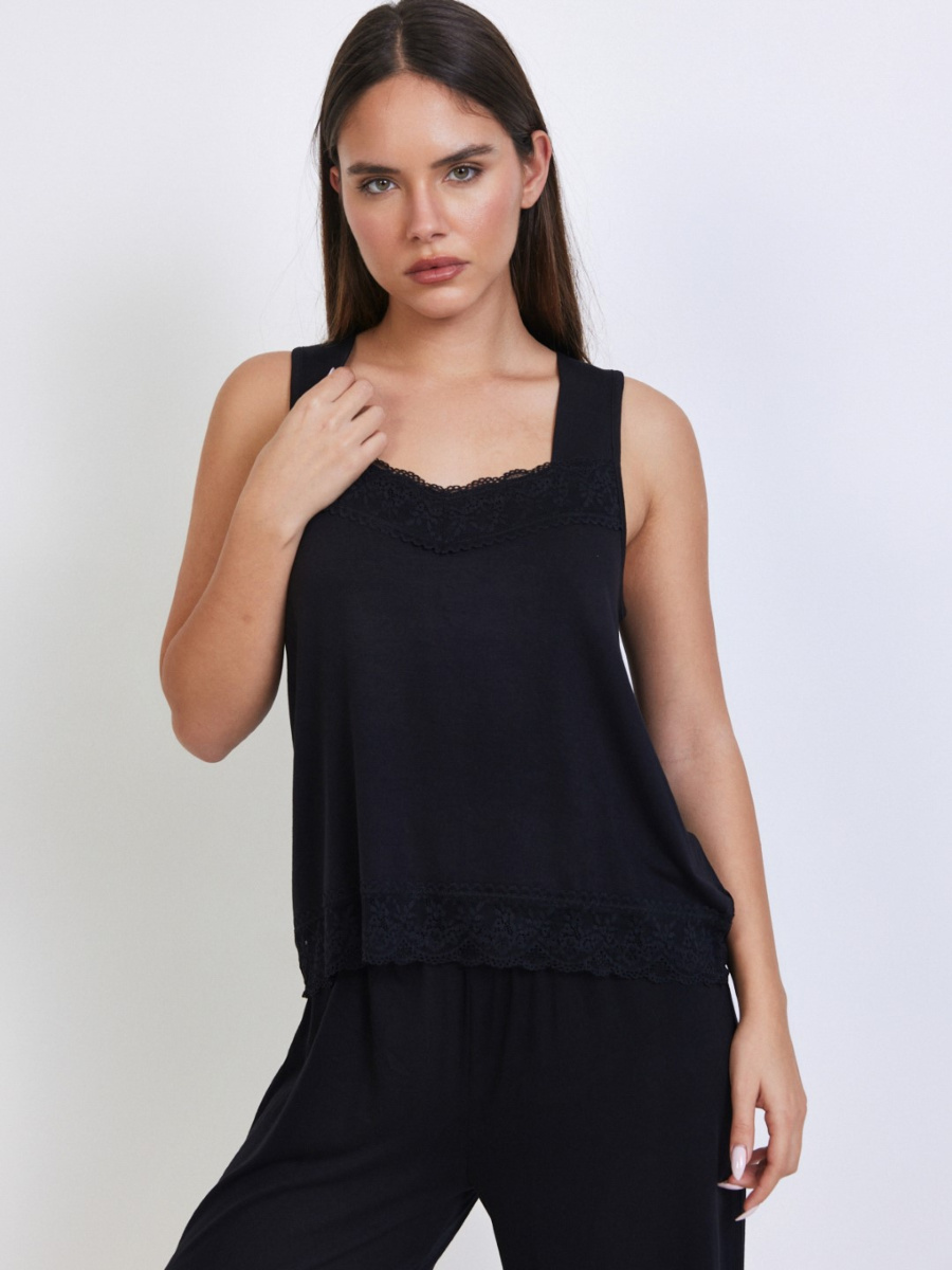 גופית ויסקוזה שחורה+תחרה main product photo